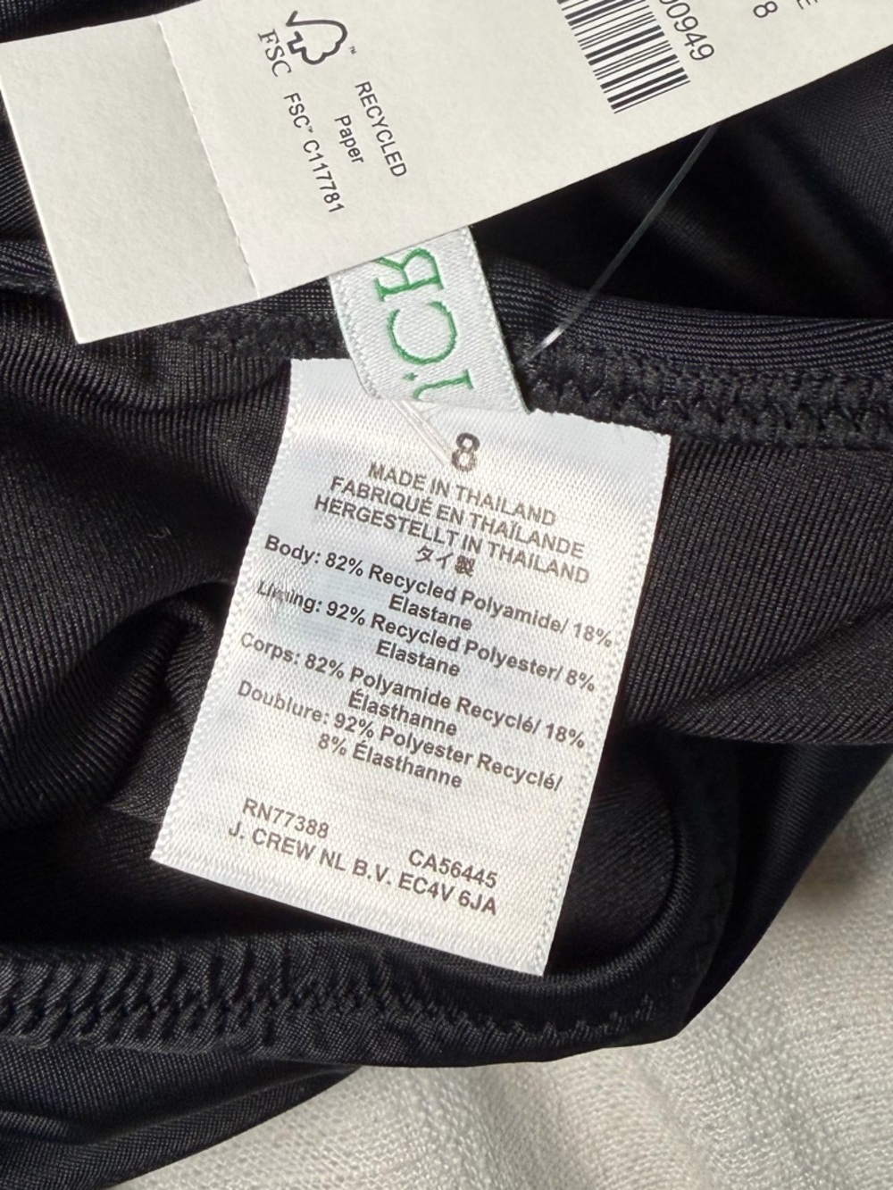 J Crew NWT Swim Scoop Back Swimsuit Size 8 Black - Picture 10 of 12